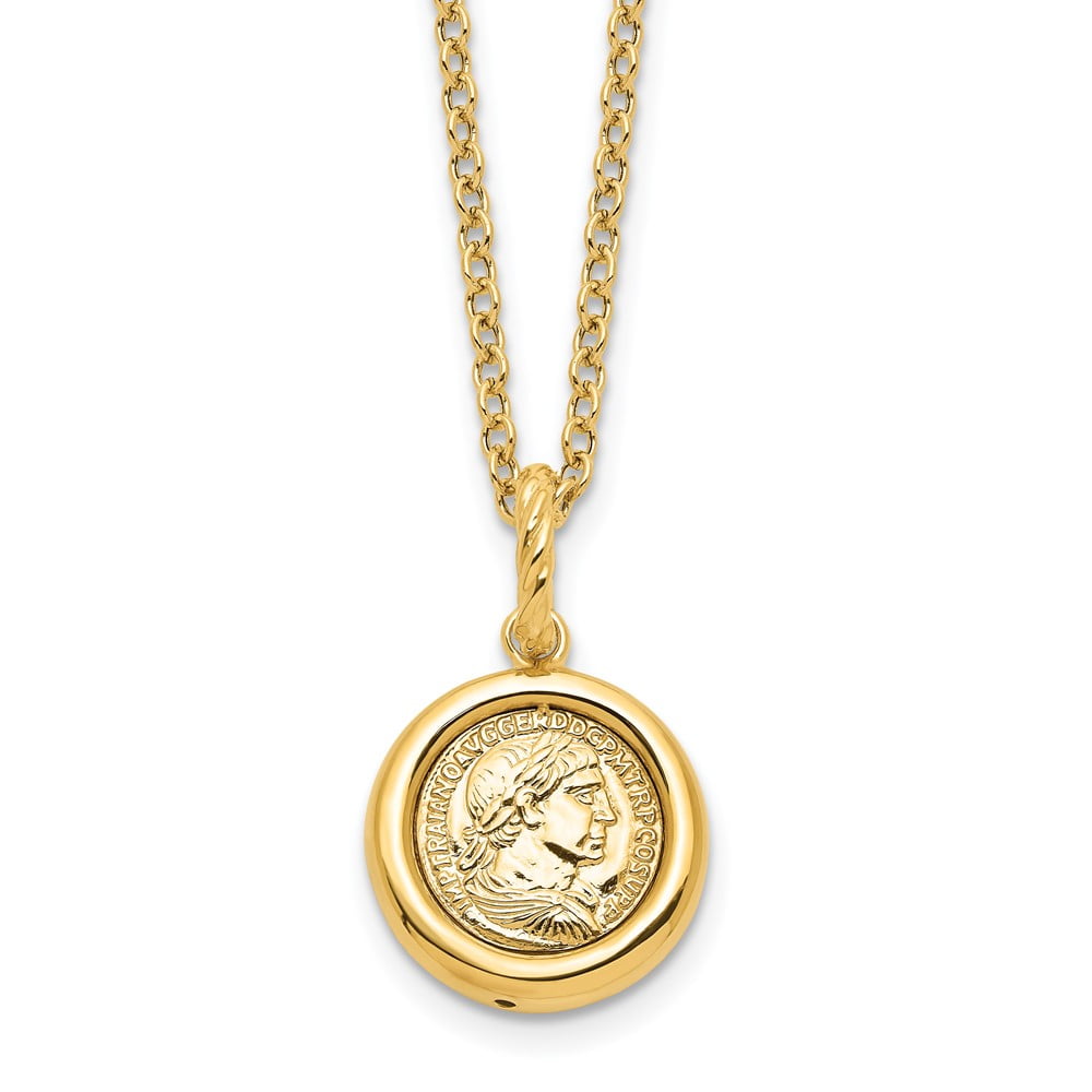 14k Gold Polished Replica Roman Coin 18" Necklace