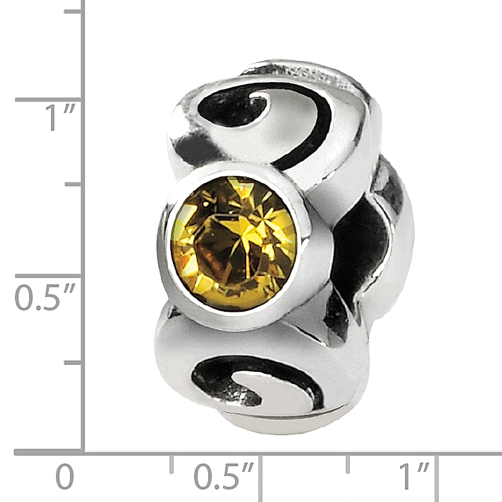 Sterling Silver Reflections Novem Yellow Preciosa Crystal Birthstone Bead