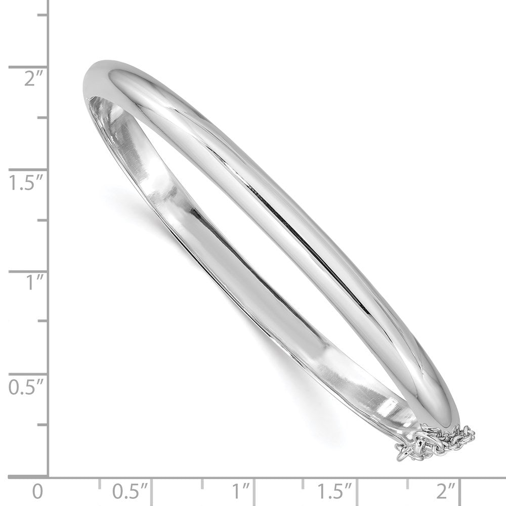 Sterling Silver Rhodium-plated 5mm w/Chain Hinged Bangle 7.25 inches