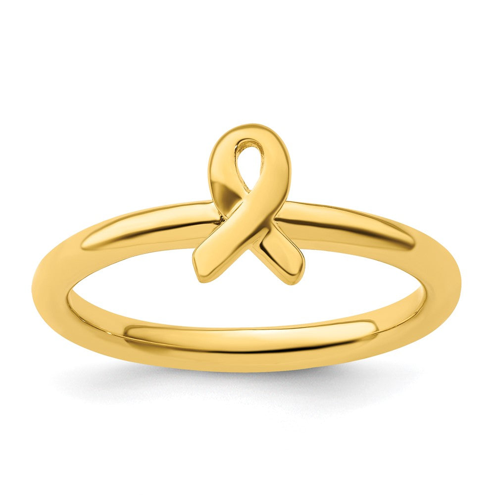 Sterling Silver Stackable Expressions Gold-plated Awareness Ribbon Ring Size -5