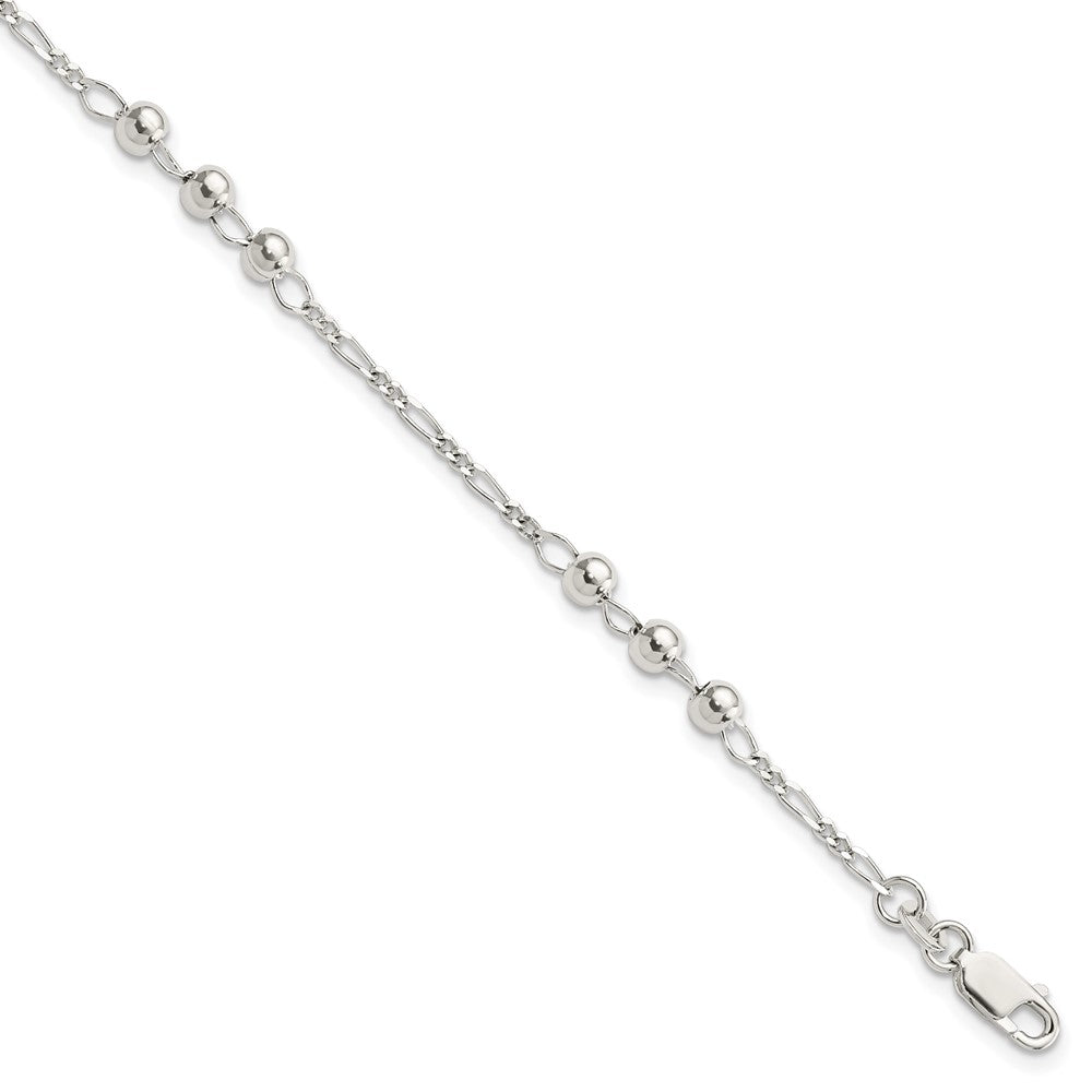 Sterling Silver Diamond Cut Beaded Bracelet 7 inches
