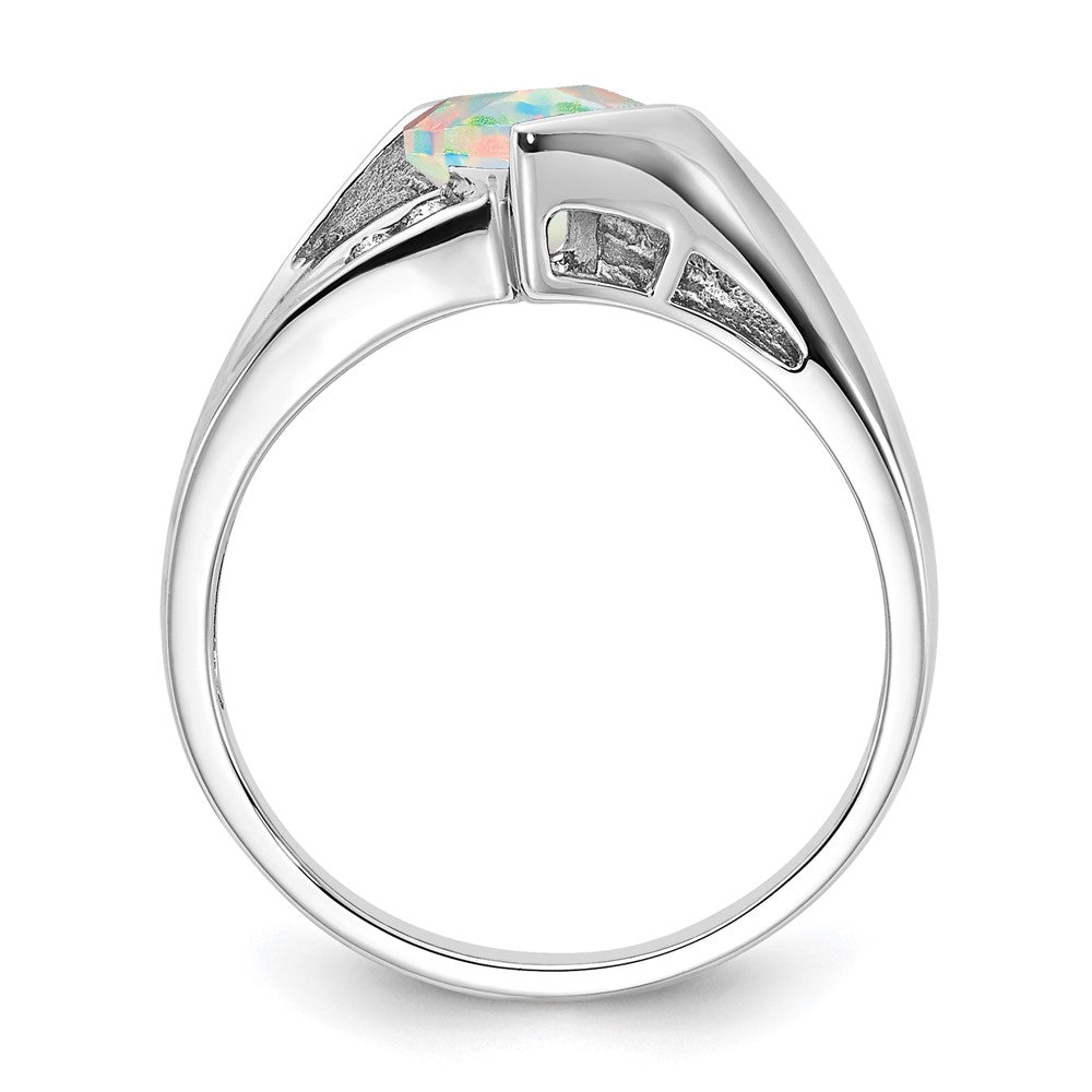 Sterling Silver CR OPal & Diamond Ring