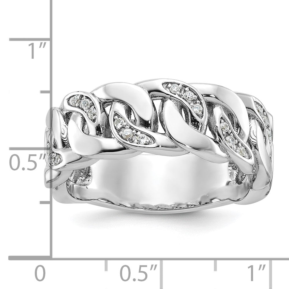 14k White Gold IBGoodman Men's Link Design 1/8 carat Diamond Complete Ring