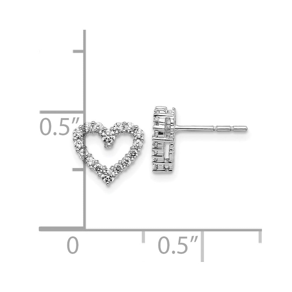 14k White Gold Diamond Heart Earrings