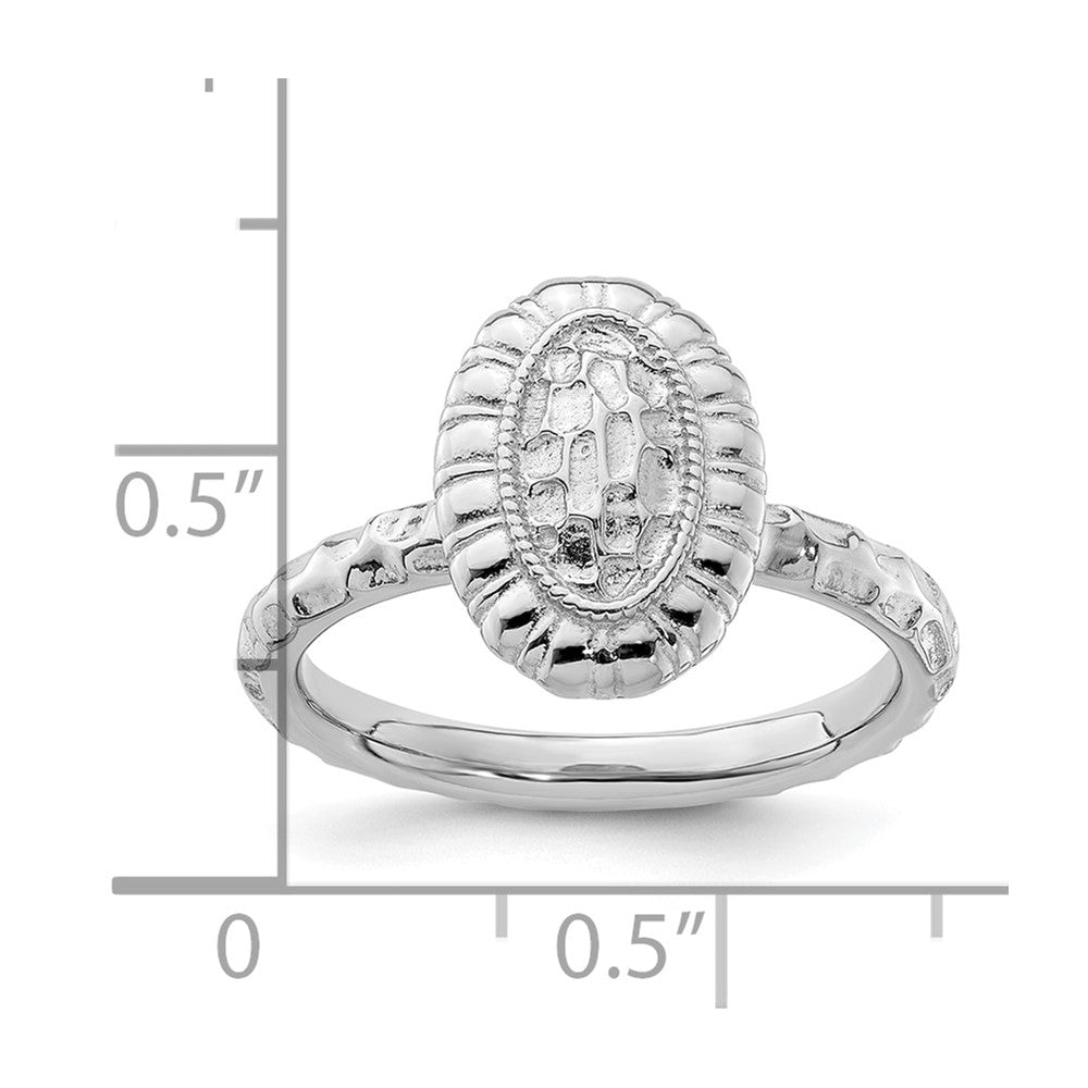 Sterling Silver Stackable Expressions Rhodium-plated Oval Ring Size -10