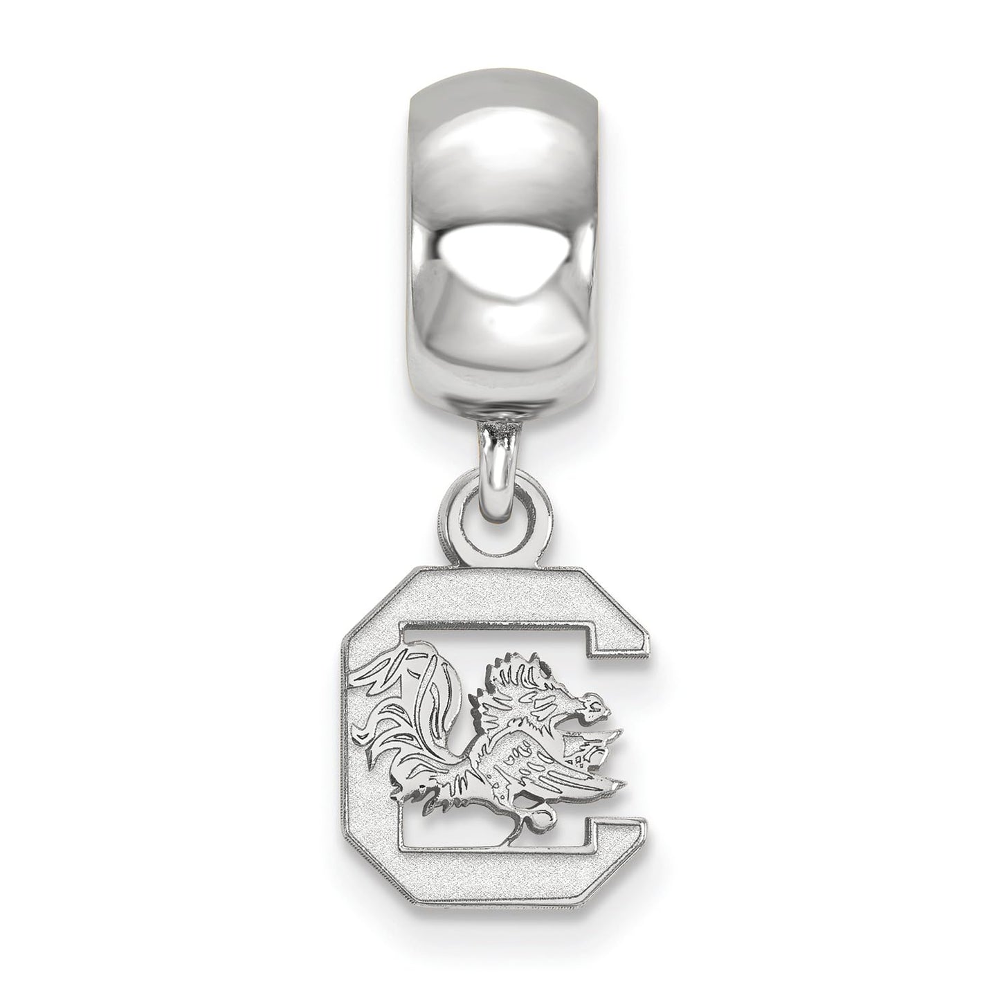 Sterling Silver Rhodium-plated LogoArt University of South Carolina Extra Small Dangle Bead Charm