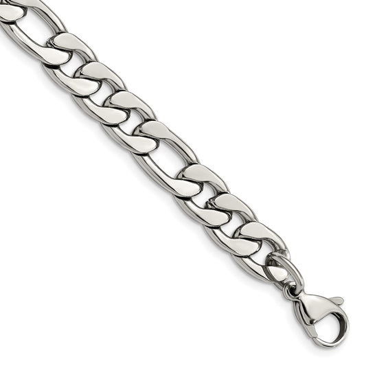 Stainless Steel Polished 8.75mm 8in Figaro Chain 8 inches