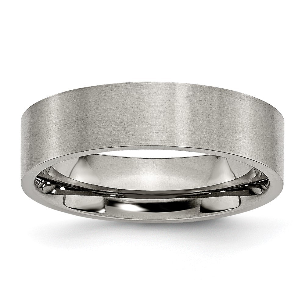 Titanium Polished 6mm Flat Band Size - 5