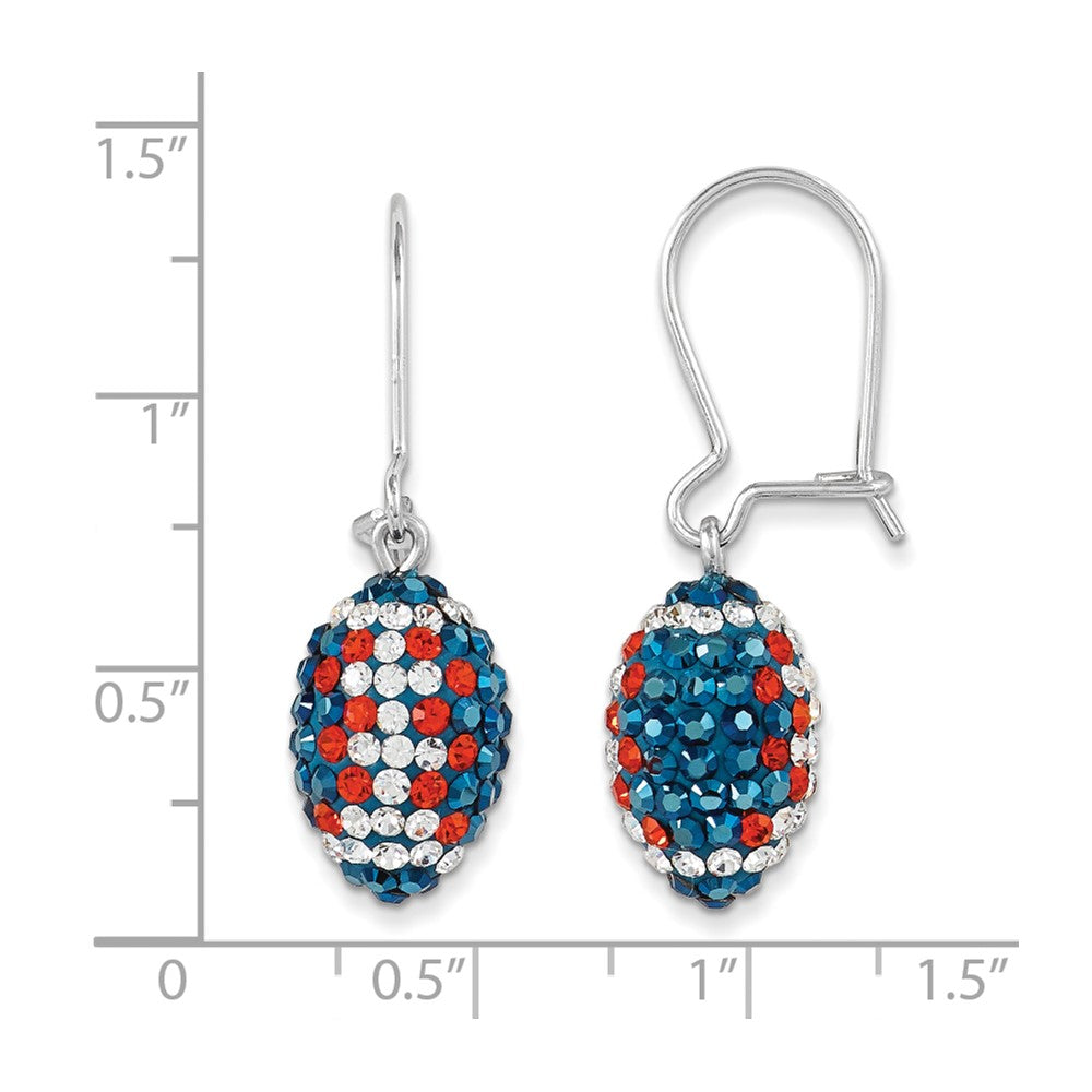 Sterling Silver Crystal Football Earrings