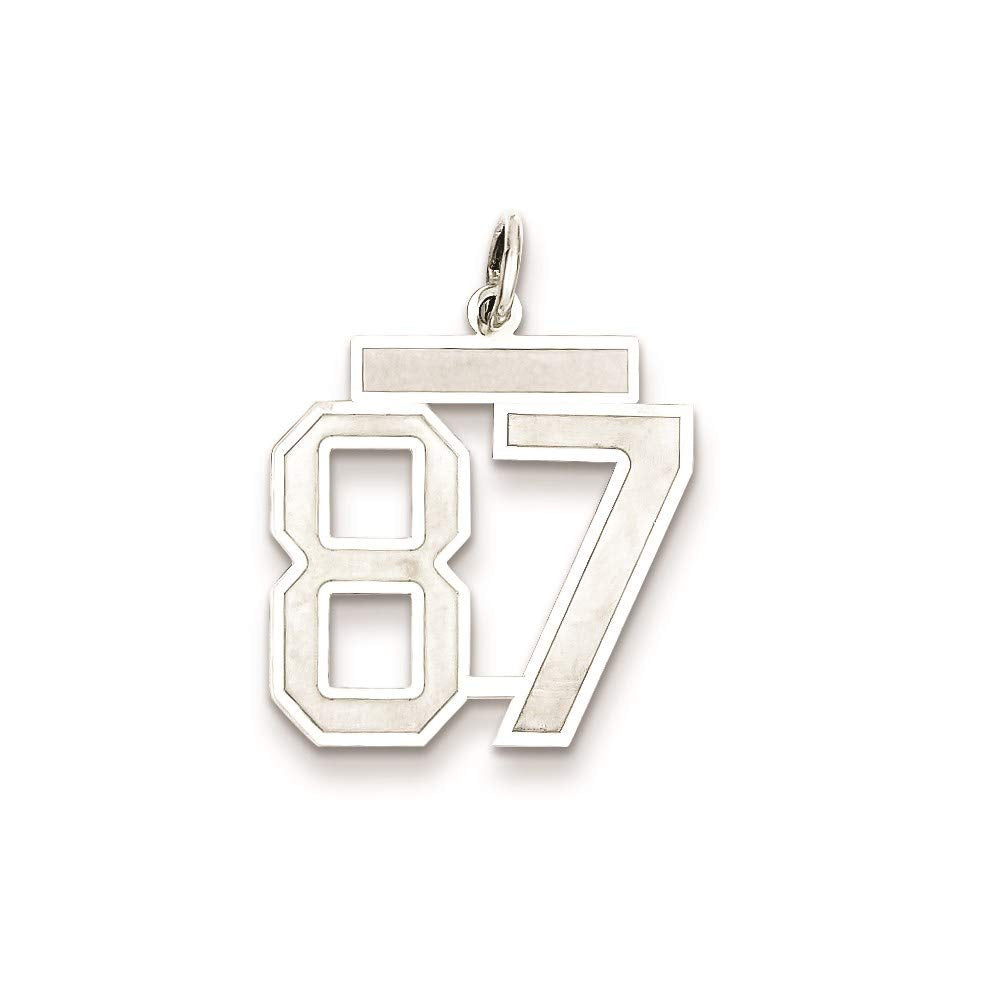 Sterling Silver/Rhodium-plated Satin Number 87 Charm
