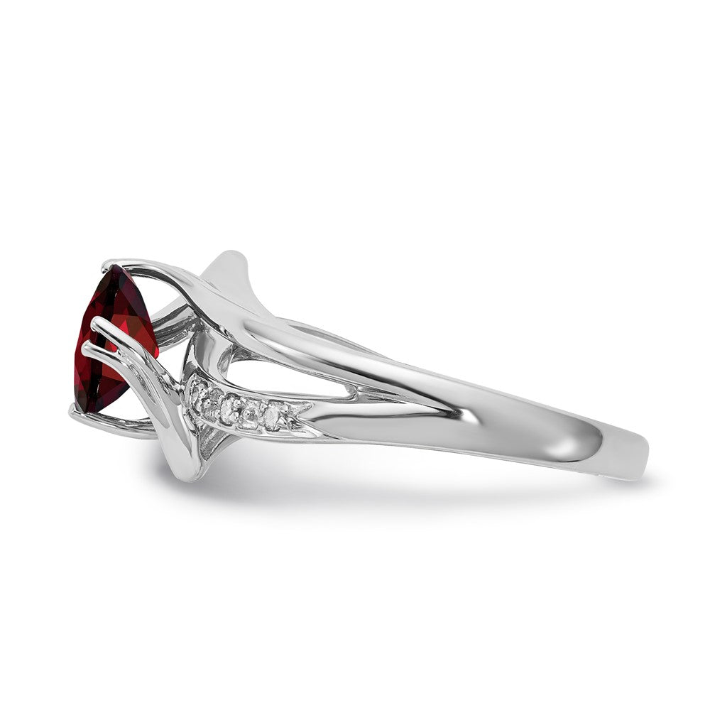 Sterling Silver Garnet and Diamond Ring