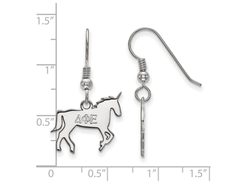 Sterling Silver Official Licensed Greek Sororities Delta Phi Epsilon (???) Medium Dangle Earrings