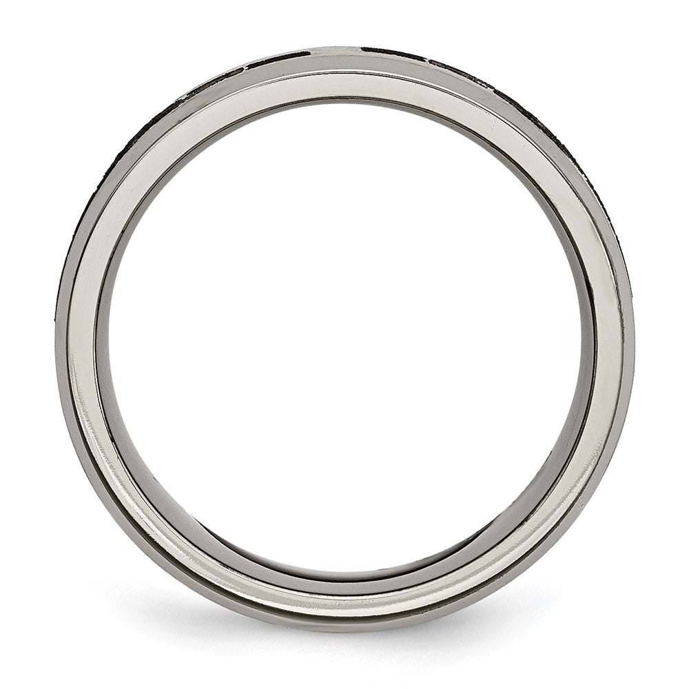 Titanium Brushed/Polished Claddagh Laser Design 8mm Beveled Edge Band Size - 7.5