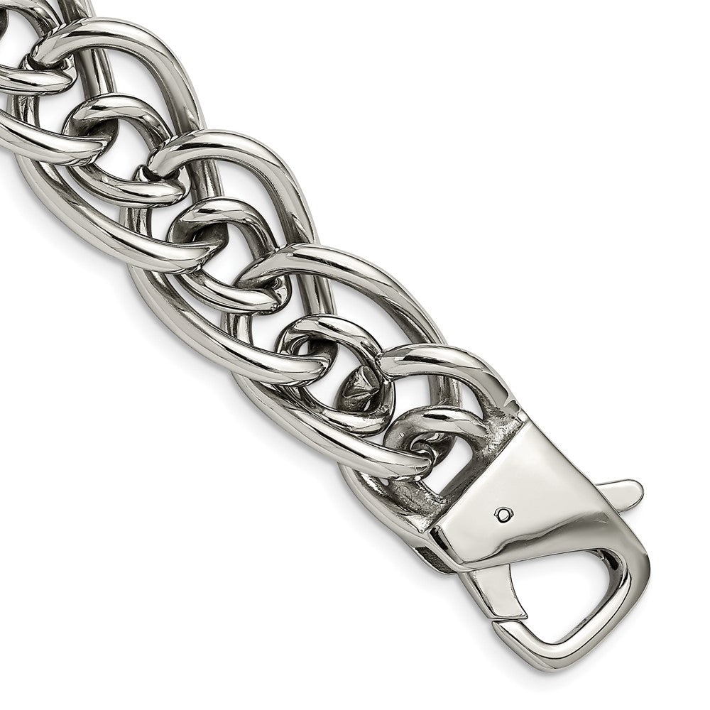Stainless Steel Polished Large and Small Oval Link 8.25in Bracelet 8.25 inches