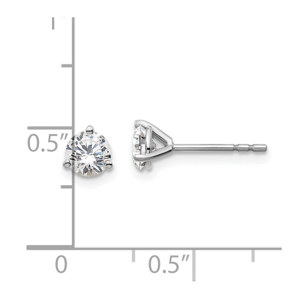 14k White Gold 3/4 ctw Lab Grown Diamond VS+ F+ Round 3 Prong Heavy Wt. Stud Earrings