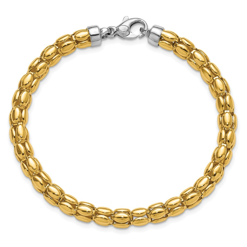 14K Two-tone Polished 5.5mm Popcorn Link Bracelet 7.5  inches