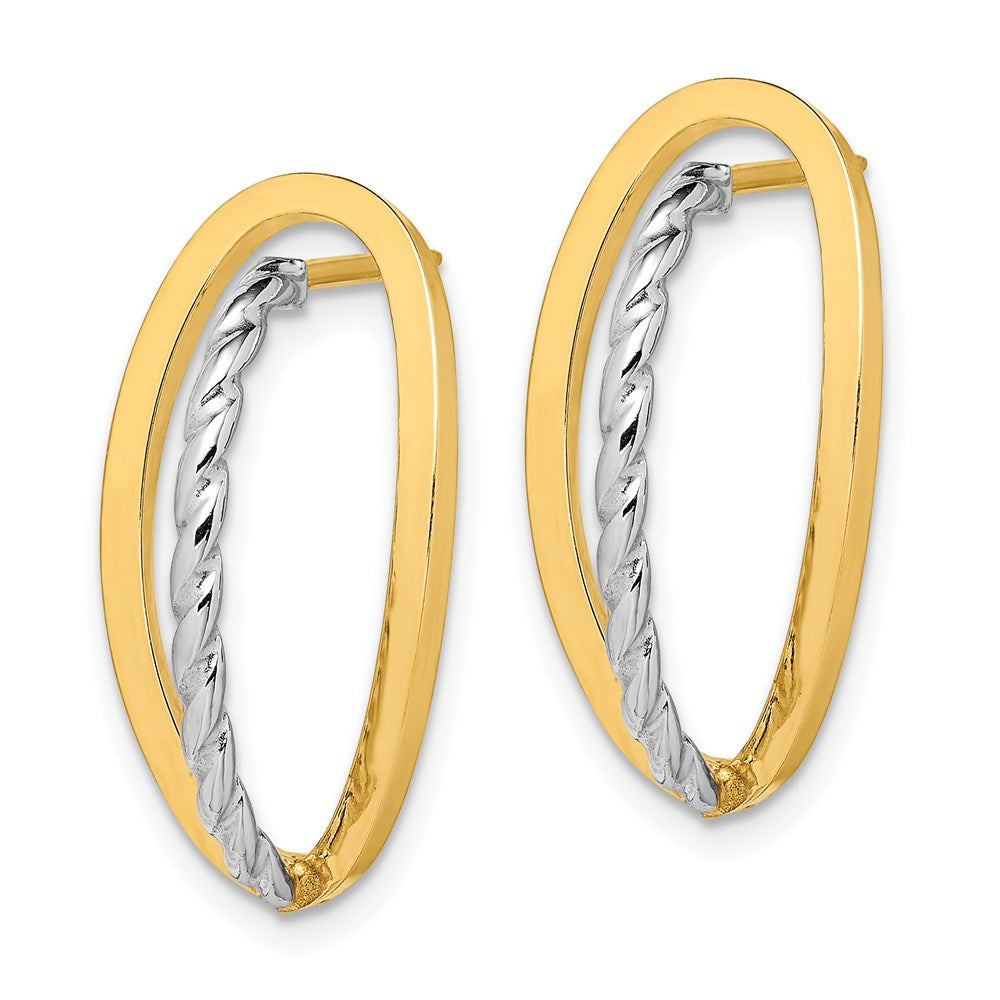 14k Two-tone Polished & Twisted Fancy Post Earrings