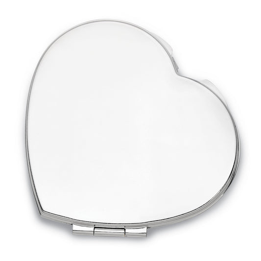 Silver-tone Heart Shaped Compact Mirror GM16825