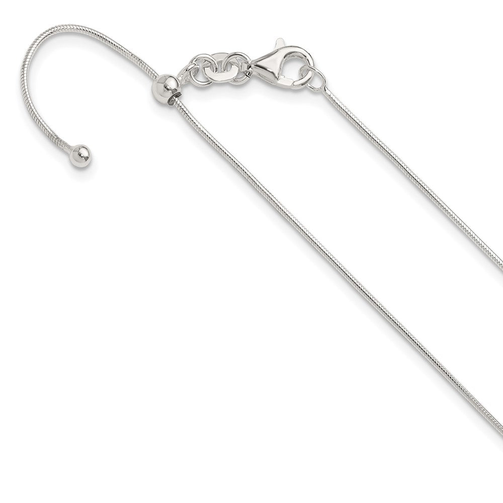 Sterling Silver Polished Adjustable Necklace 24 Inches