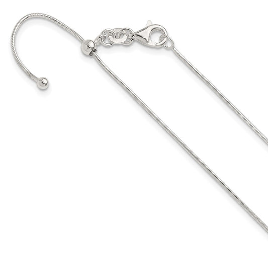 Sterling Silver Polished Adjustable Necklace 24 Inches