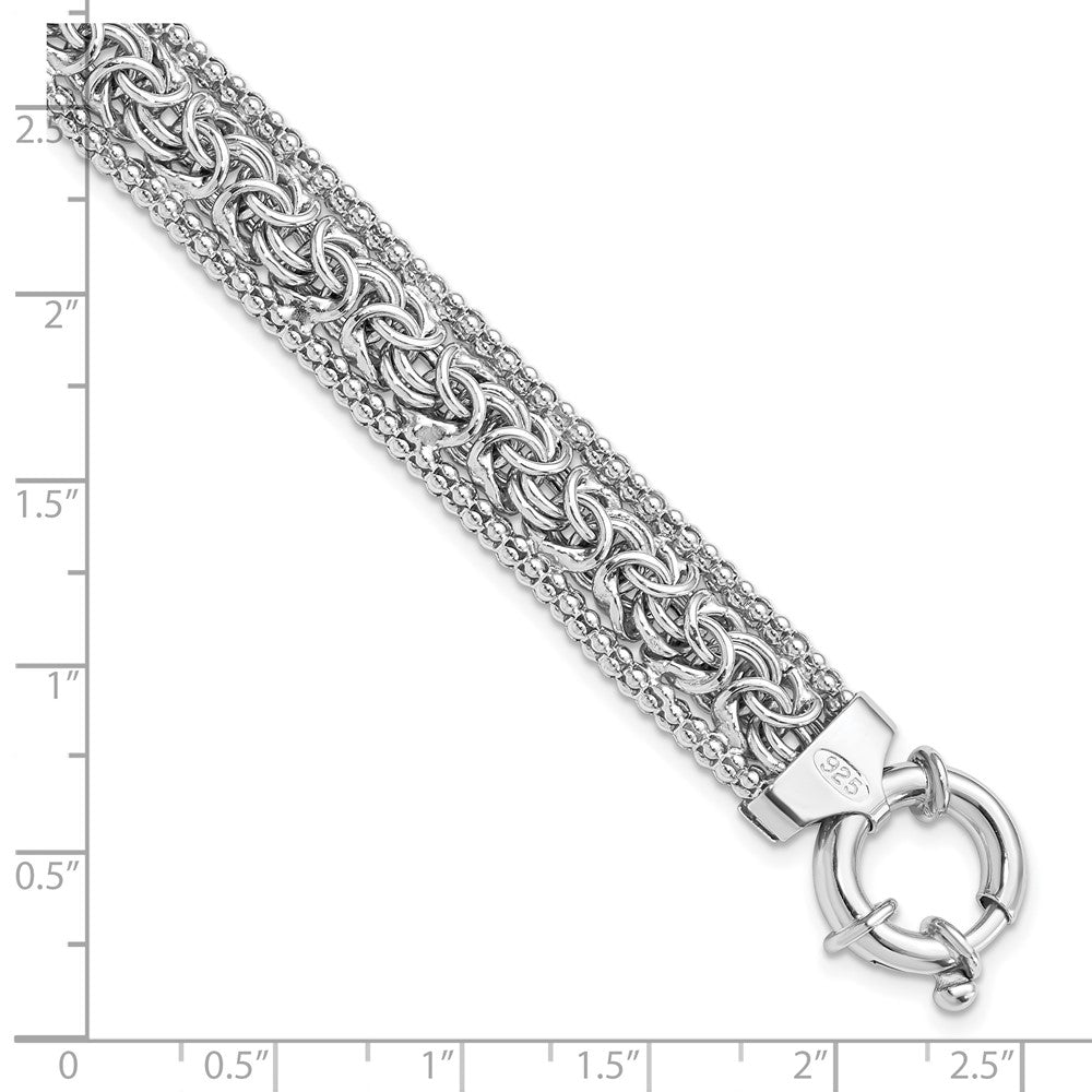 Sterling Silver RH-plated Polished Bracelet 7.5  inches