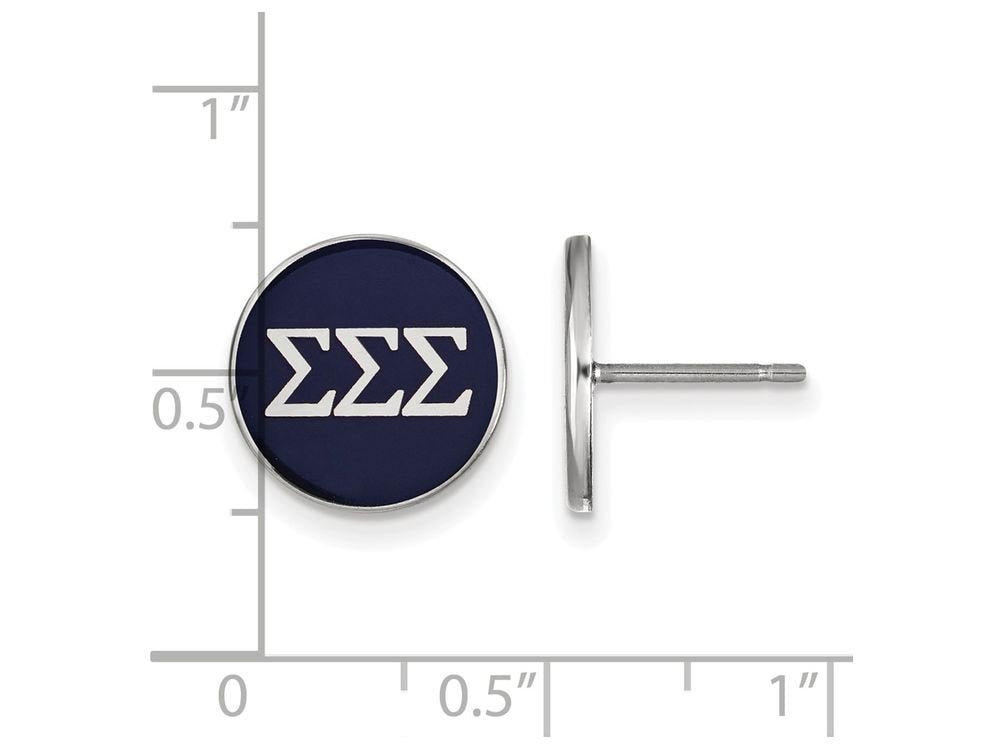 Sterling Silver Official Licensed Greek Sororities Sigma Sigma Sigma (???) Enameled Post Earrings