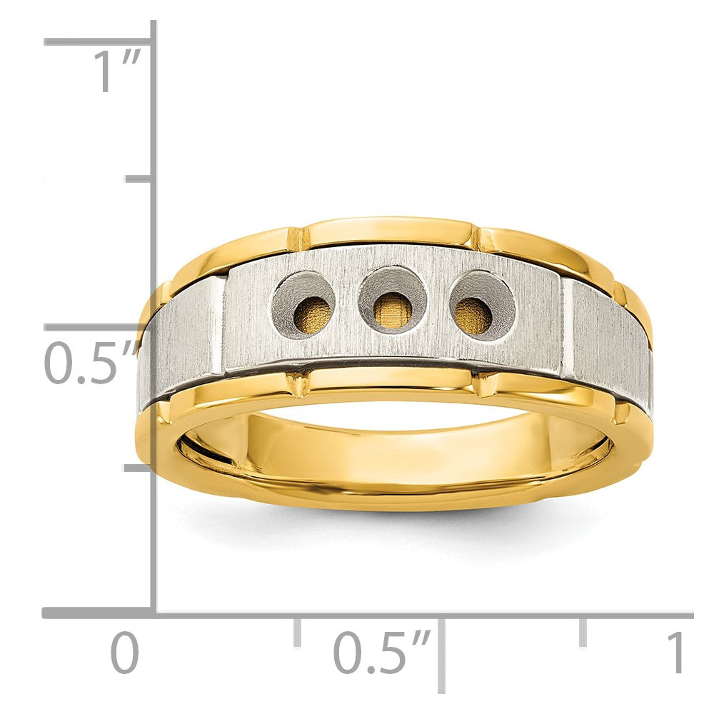IBGoodman 14k Two-tone Three Stone Prong Set Men's Ring Mounting