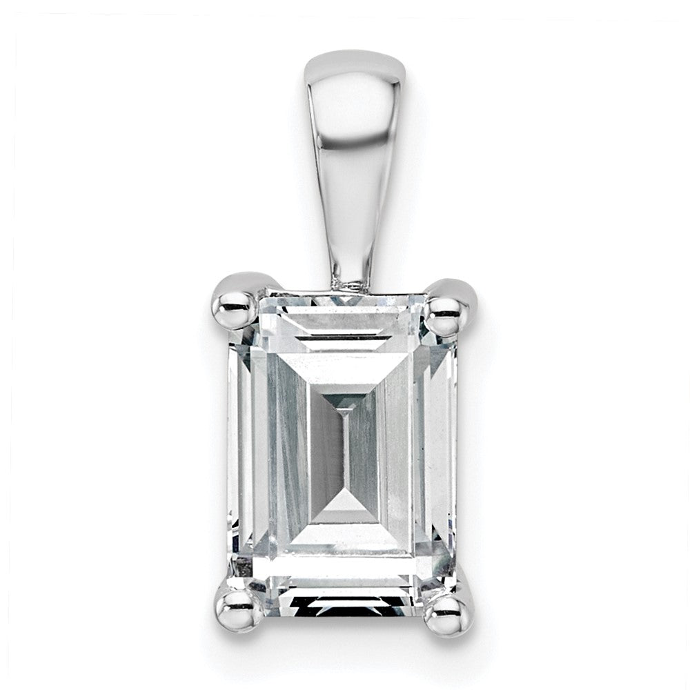 14k White Gold 2 carat Lab Grown Diamond VS/SI+ G+ Emerald Complete Four Prong Pendant