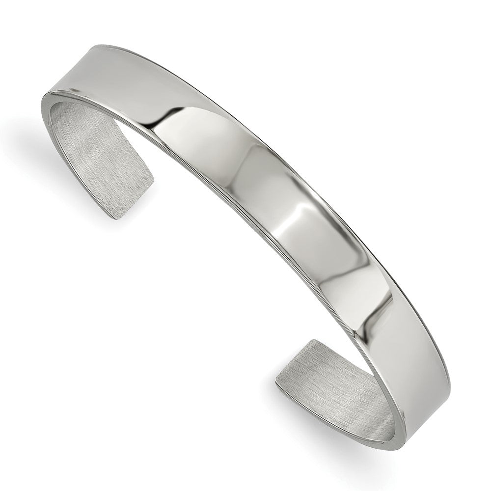 Stainless Steel Polished 9mm Cuff Bangle 6.5 inches