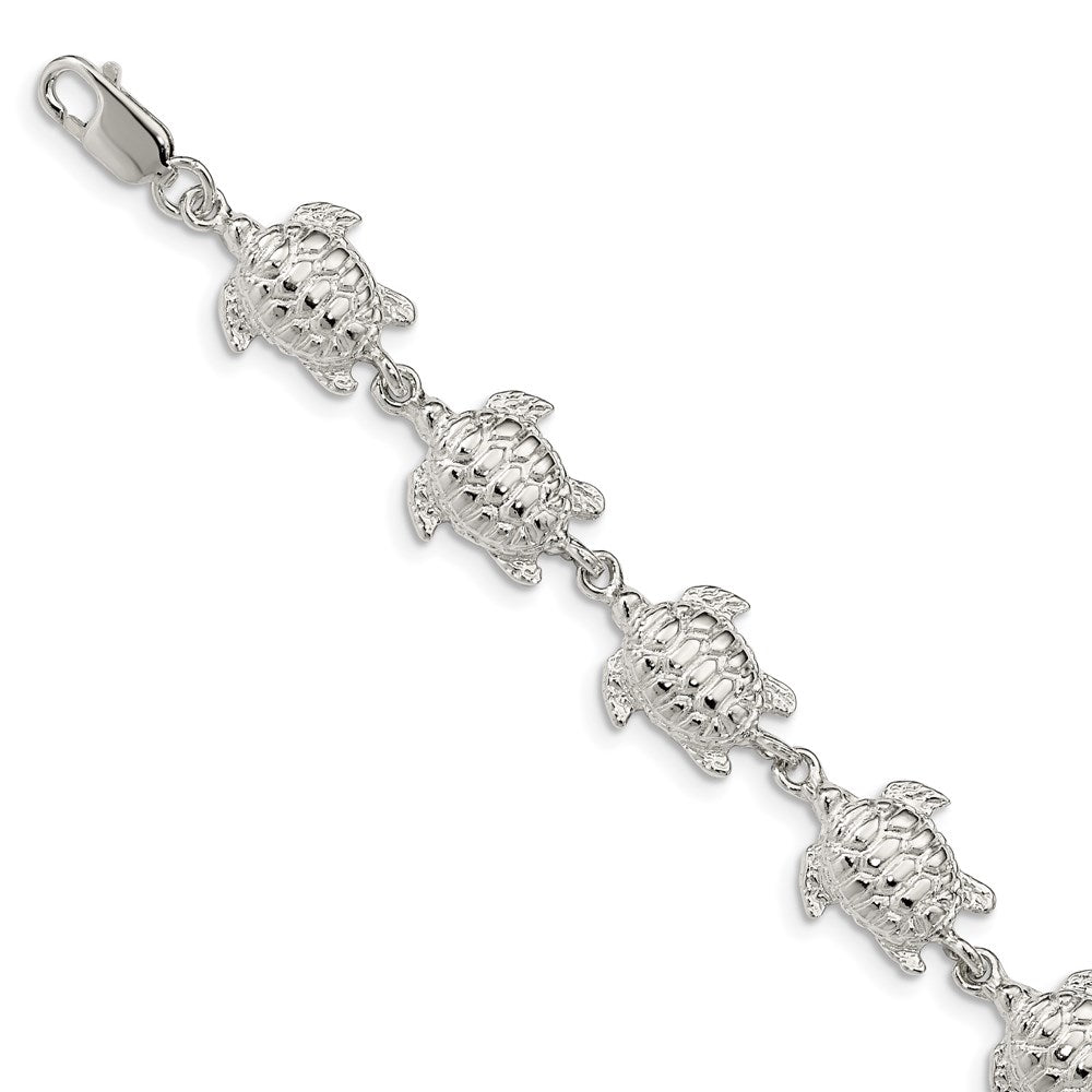 Sterling Silver Sea Turtles Bracelet 7 inches