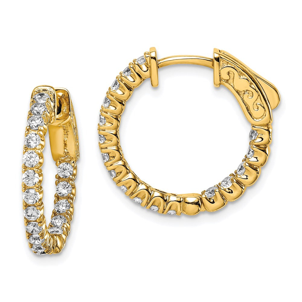 Sterling Shimmer Sterling Silver Rhodium-plated 44 Stone 2mm CZ In and Out Round Hinged Hoop Earrings