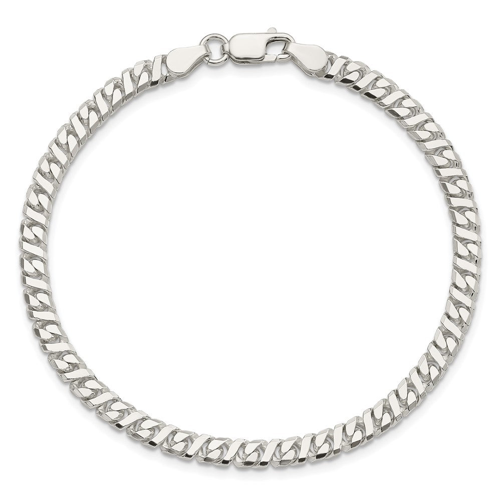 Sterling Silver 4.25mm Fancy Flat Link Bracelet 8 inches