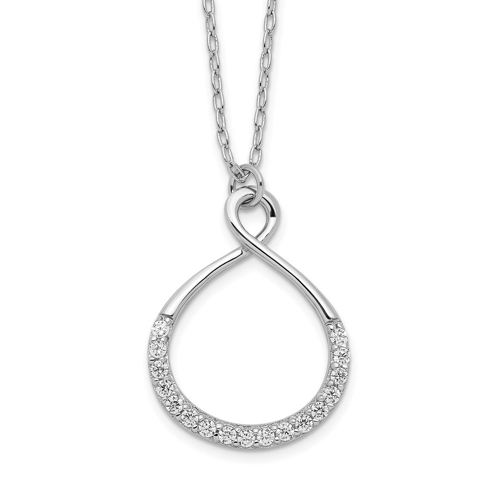 Sterling Silver Rhodium-plated with CZ Infinity w/ 2 IN EXT Necklace 16 Inches