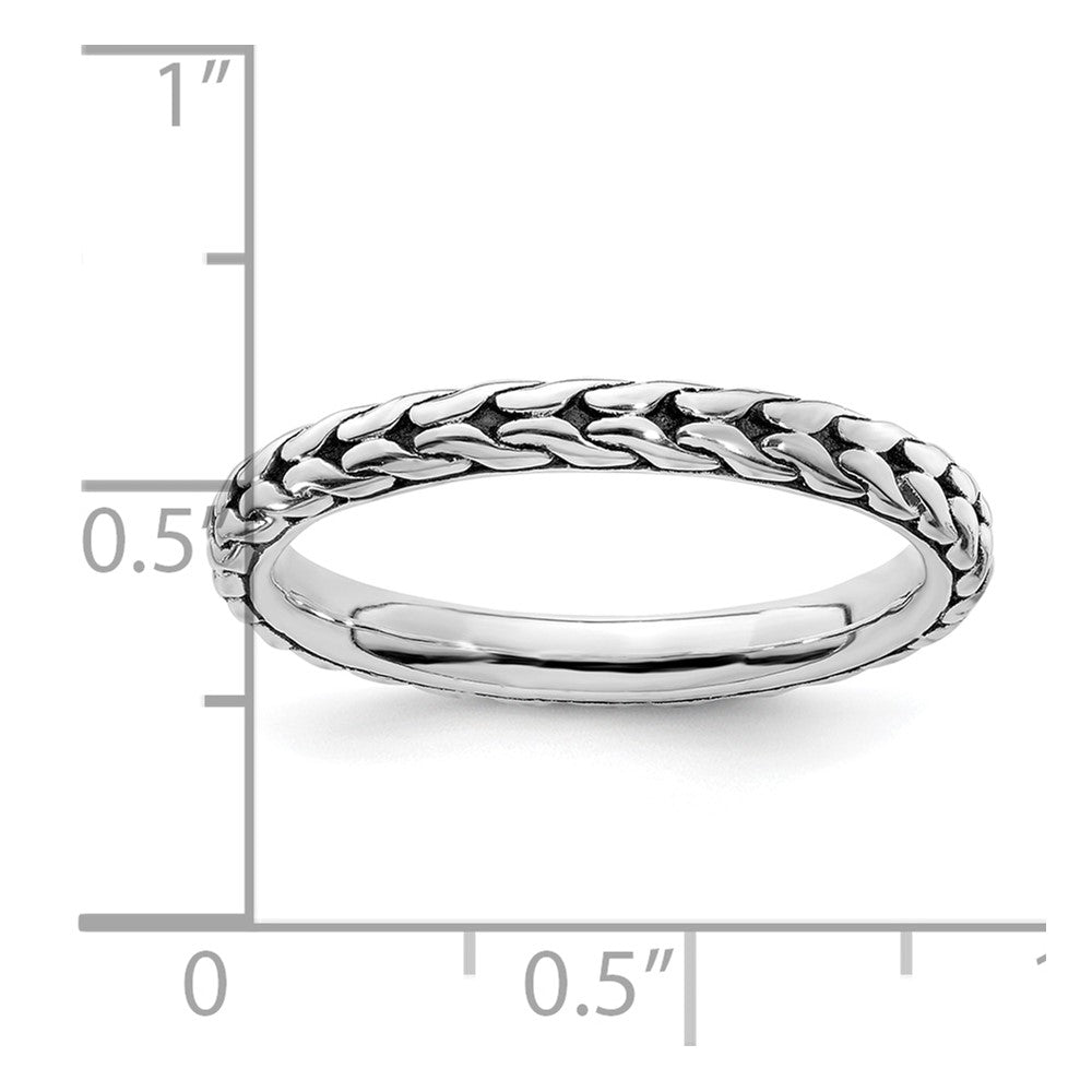 Sterling Silver Stackable Expressions Antiqued Ring Size -5