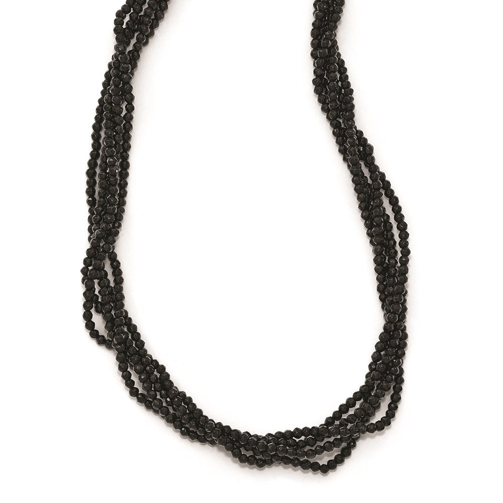 Cheryl M Sterling Silver CZ and Onyx Slip on Necklace