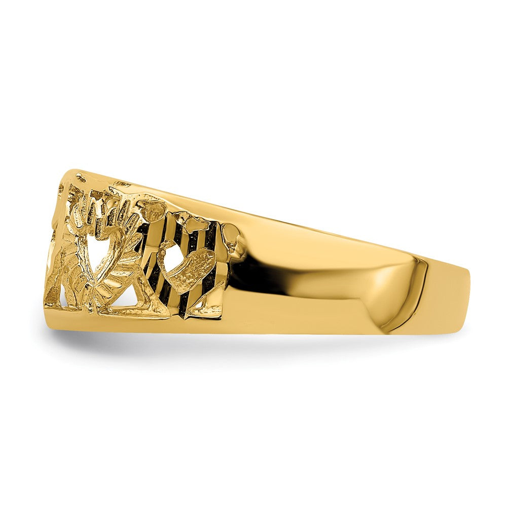 14k Diamond-cut 5 Heart Ring size 6