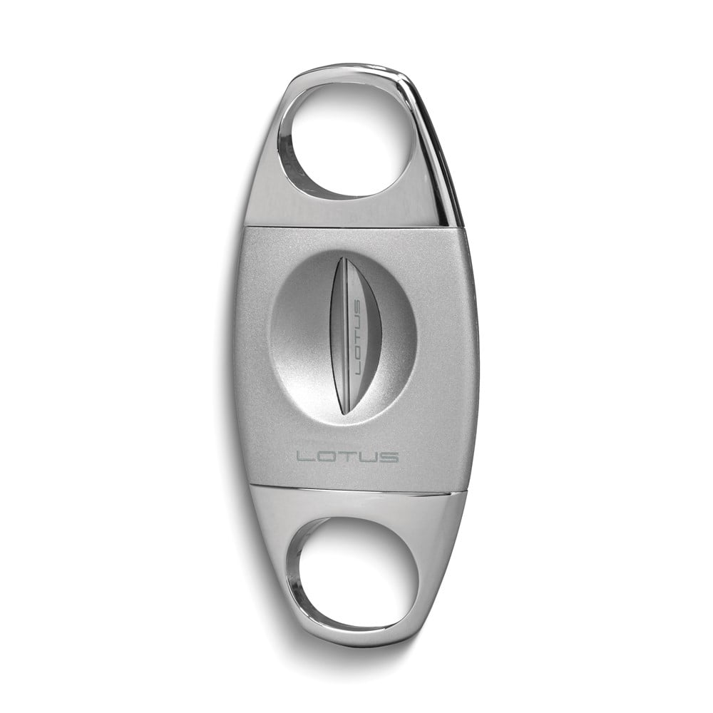 Lotus Jaws Anodized and Polished Chrome 64-Ring Gauge Serrated V-Cut Cigar Cutter QGM19877