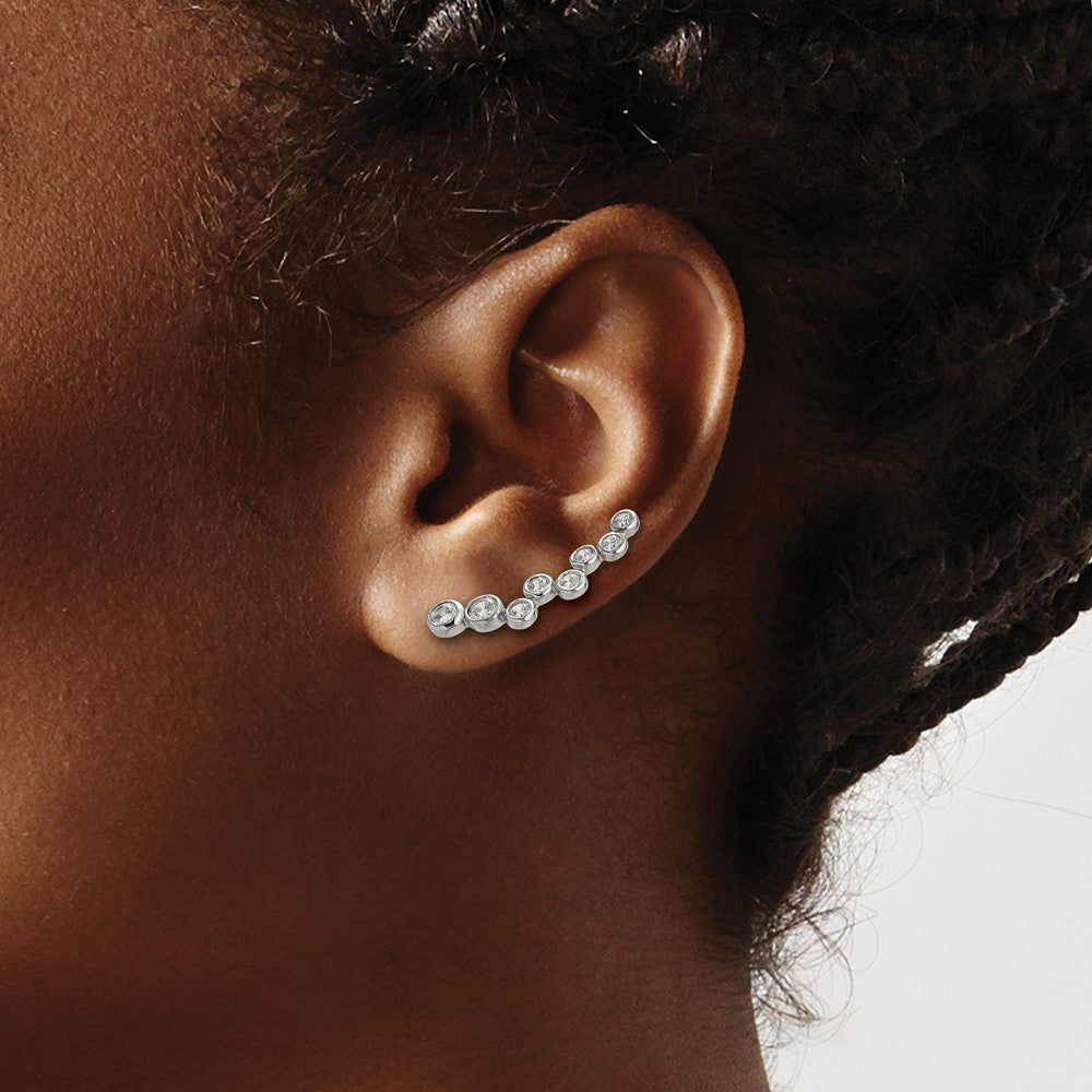 Stainless Steel Polished with CZ Ear Climbers