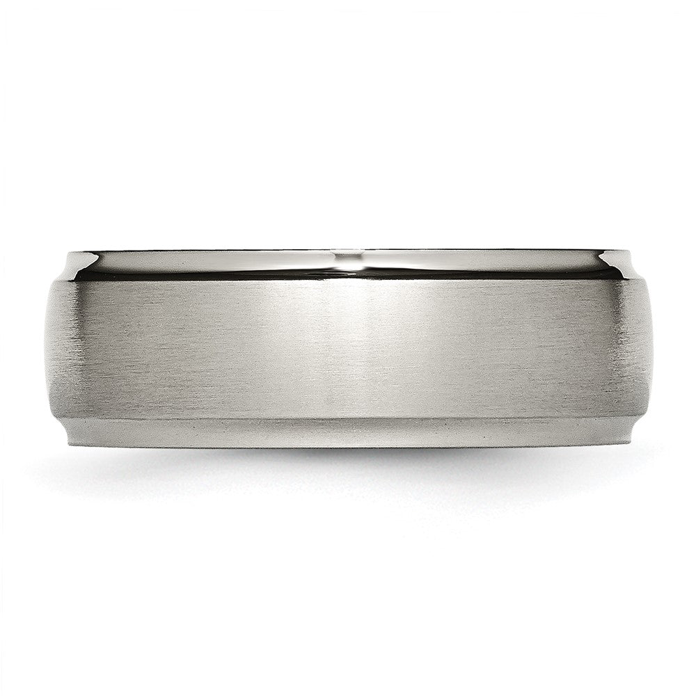 Titanium Brushed Center 8mm Ridged Edge Band Size - 12