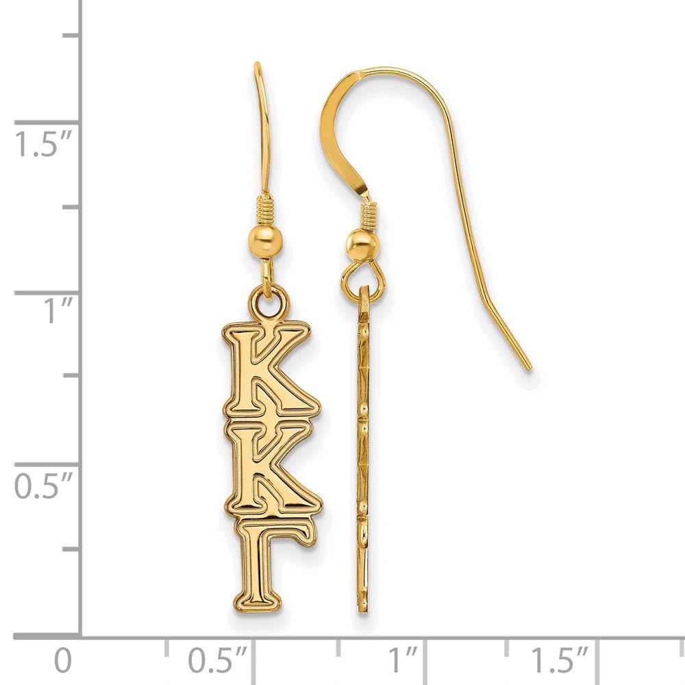 Sterling Silver w/ 14K Yellow Gold-Plated Official Licensed Greek Sororities Kappa Kappa Gamma (???) Dangle Medium Earrings