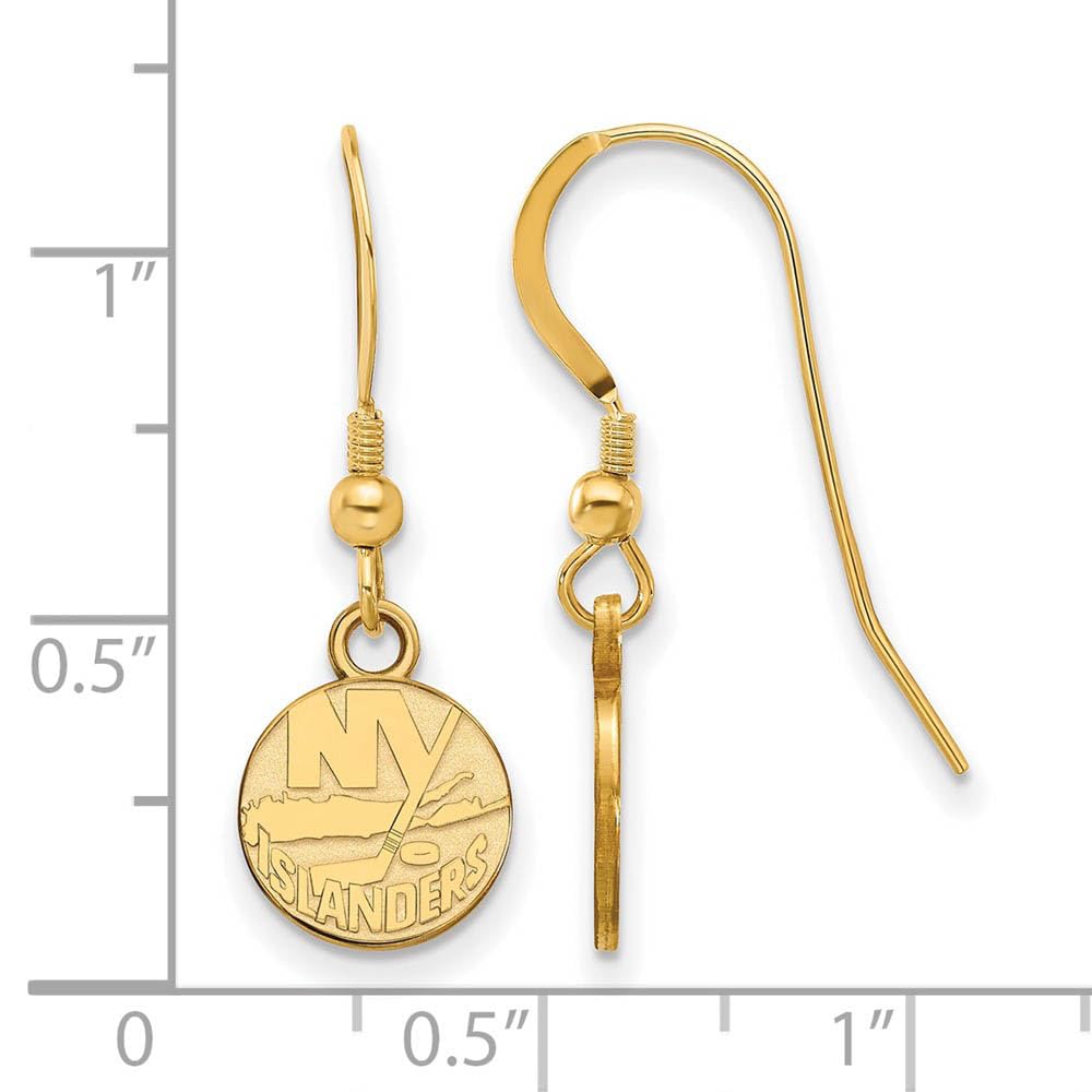 Sterling Silver Gold Plated NHL LogoArt New York Islanders Dangle Earrings
