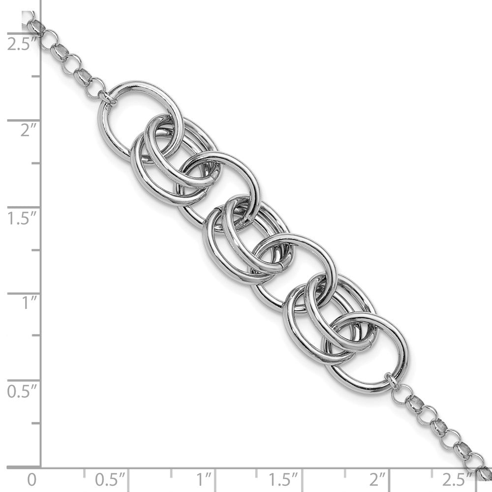 Sterling Silver Rhodium-plated Fancy Link Bracelet 7.5  inches