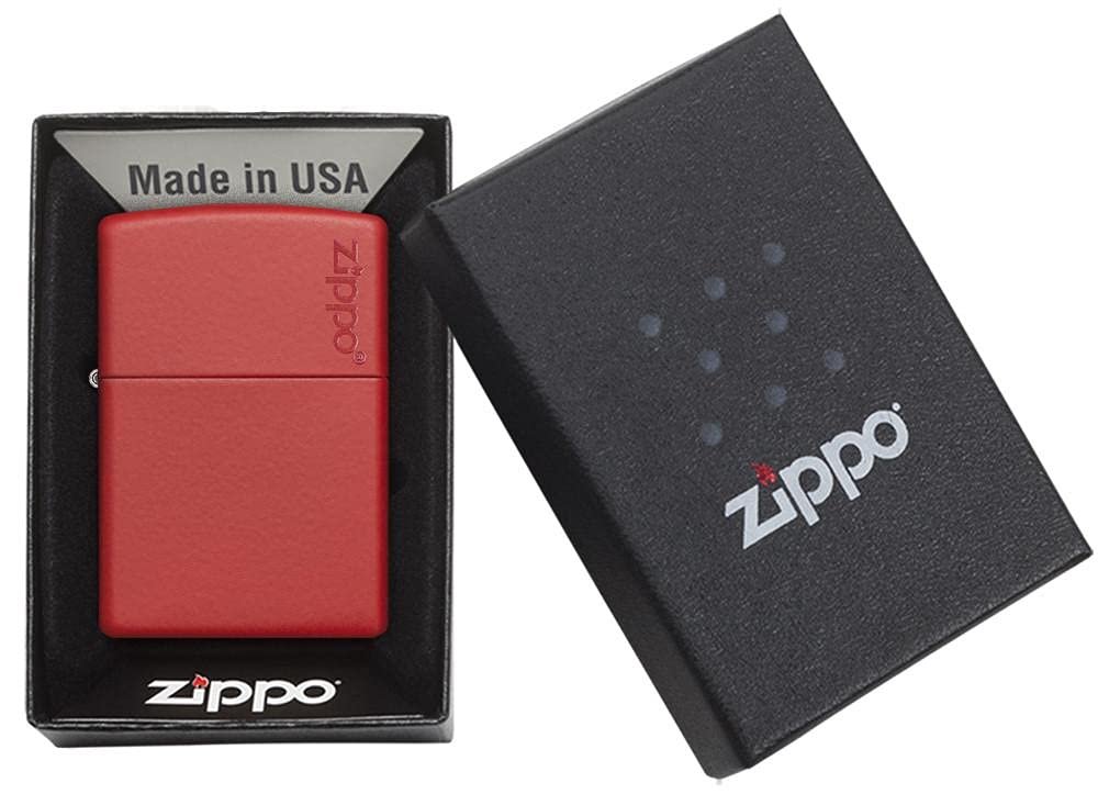 Zippo Logo Matte Pocket Lighter - Red