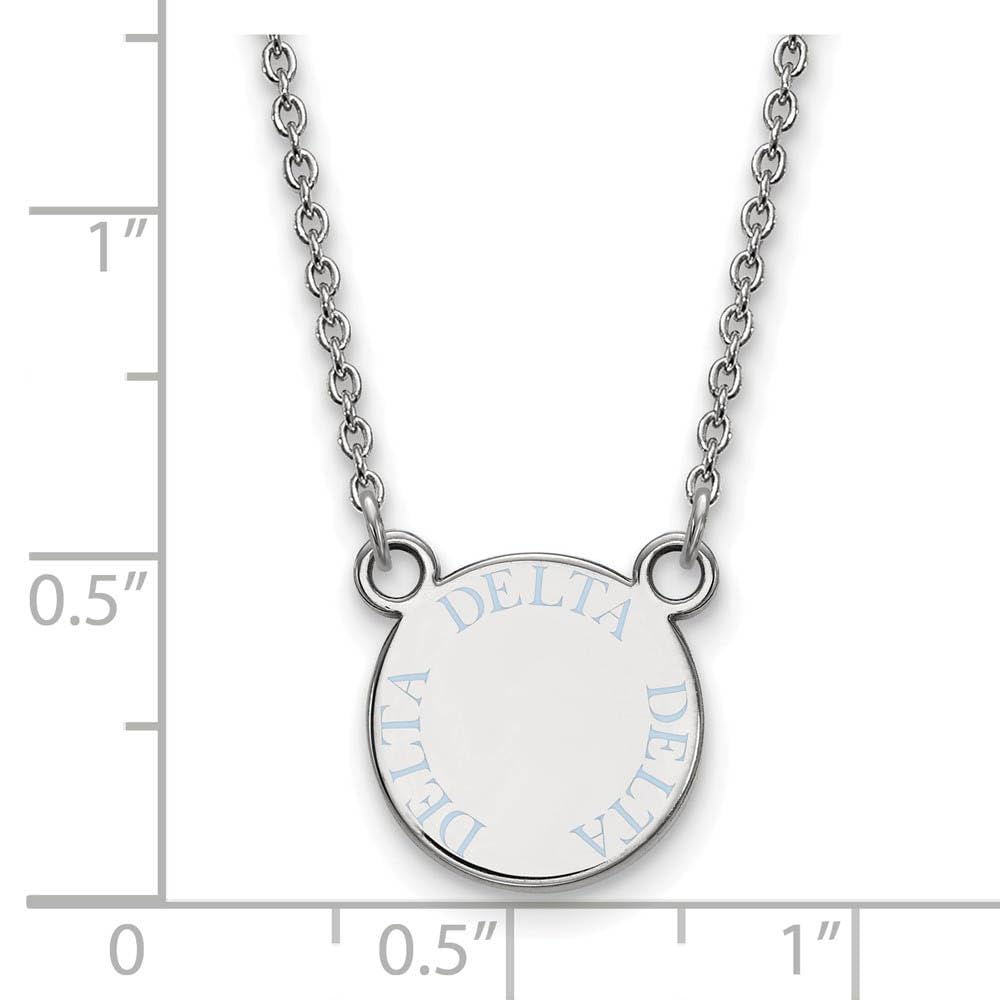 Sterling Silver 18in Official Licensed Greek Sororities Delta Delta Delta (???) XS Enamel Pendant w/Necklace