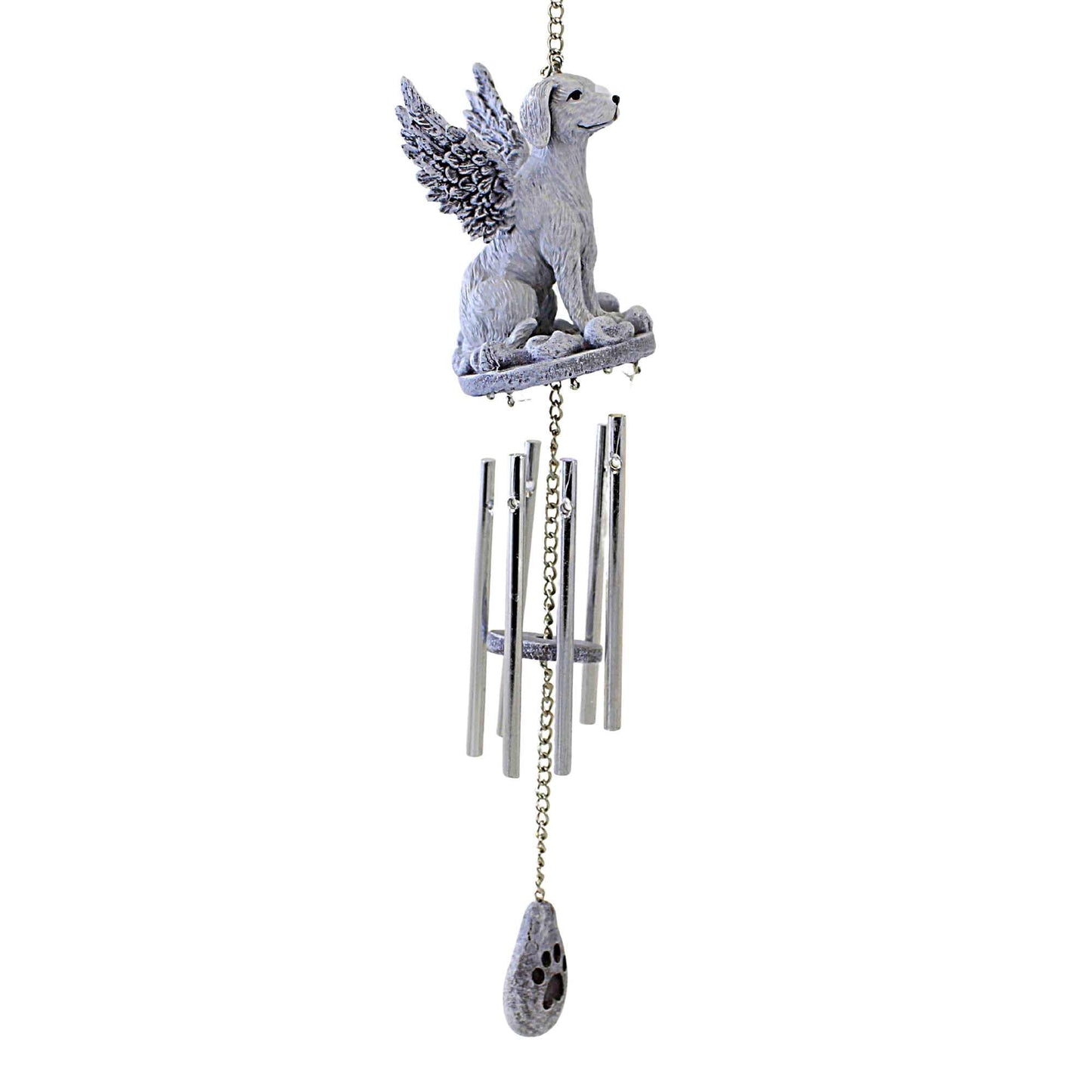 Roman Dog Memorial Windchime - One Windchime 15.5 Inch, Resin - Angel Wings Pawprints Heart 16051