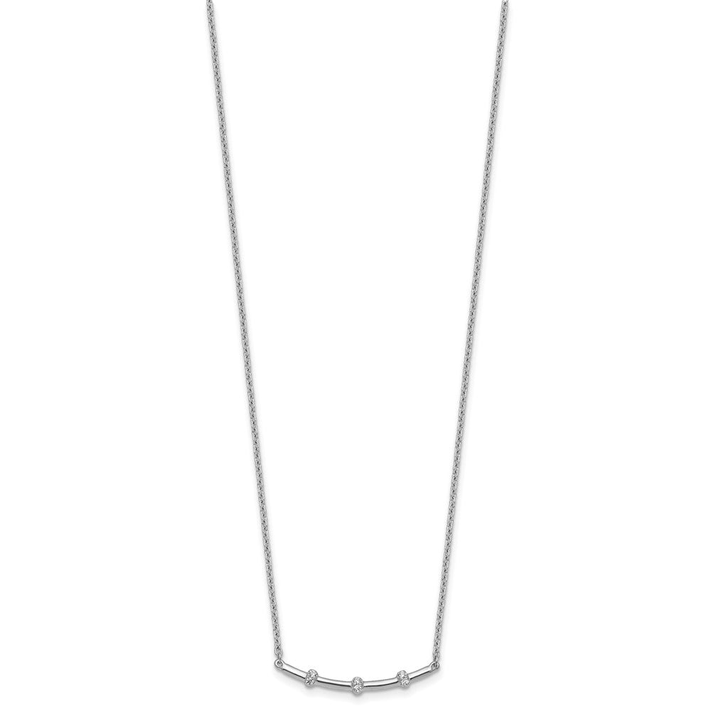14K White Gold Polished Diamond Bar Necklace