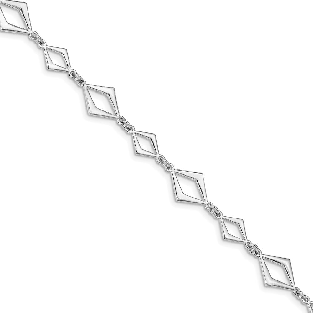 Sterling Silver Rhodium-plated Polished w/ .75in ext Bracelet 6.5  inches