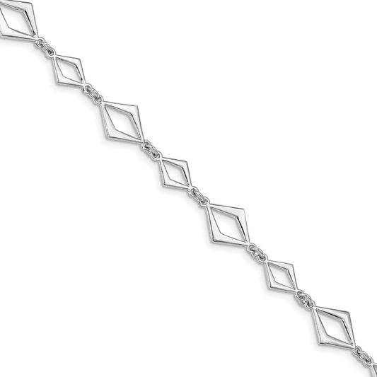 Sterling Silver Rhodium-plated Polished w/ .75in ext Bracelet 6.5  inches