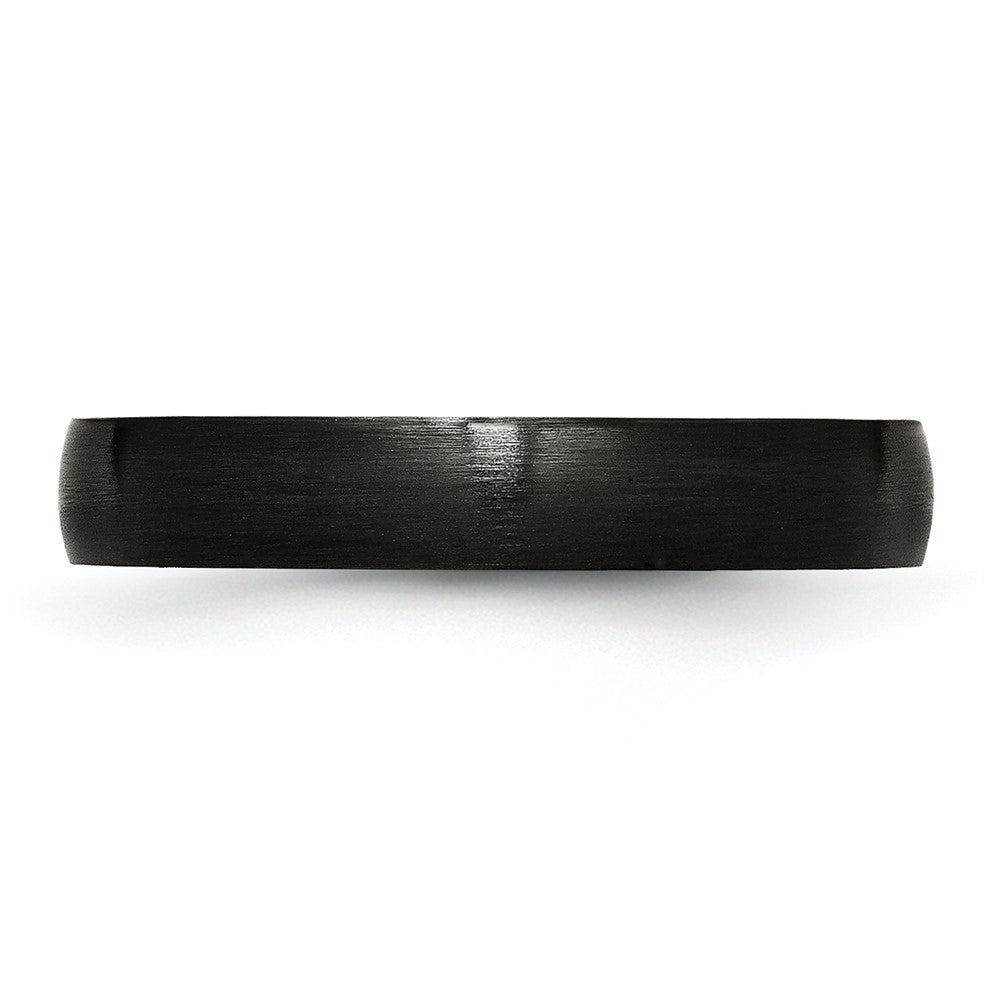 Stainless Steel 4mm Black IP-plated Brushed Band Size - 10