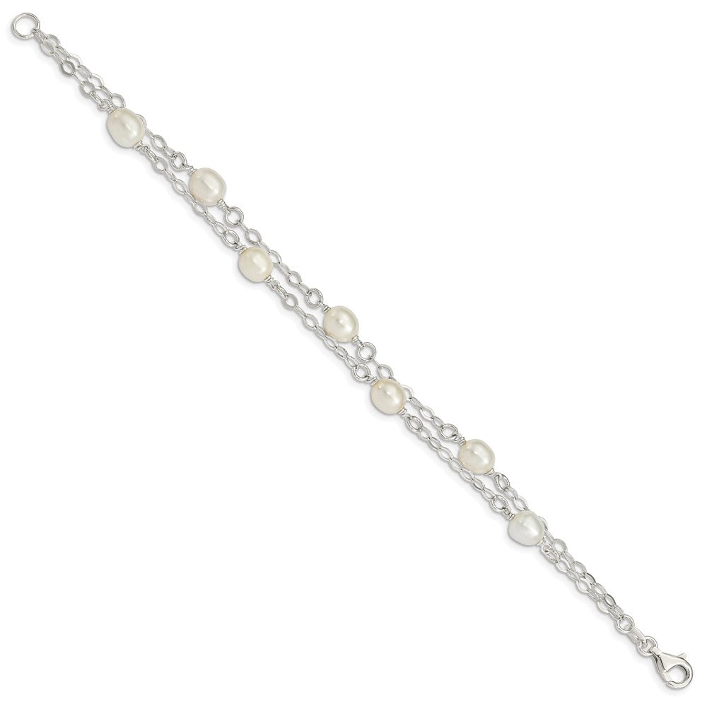 Sterling Silver White FW Cultured Pearl 7.5 inch Bracelet 7.5 inches